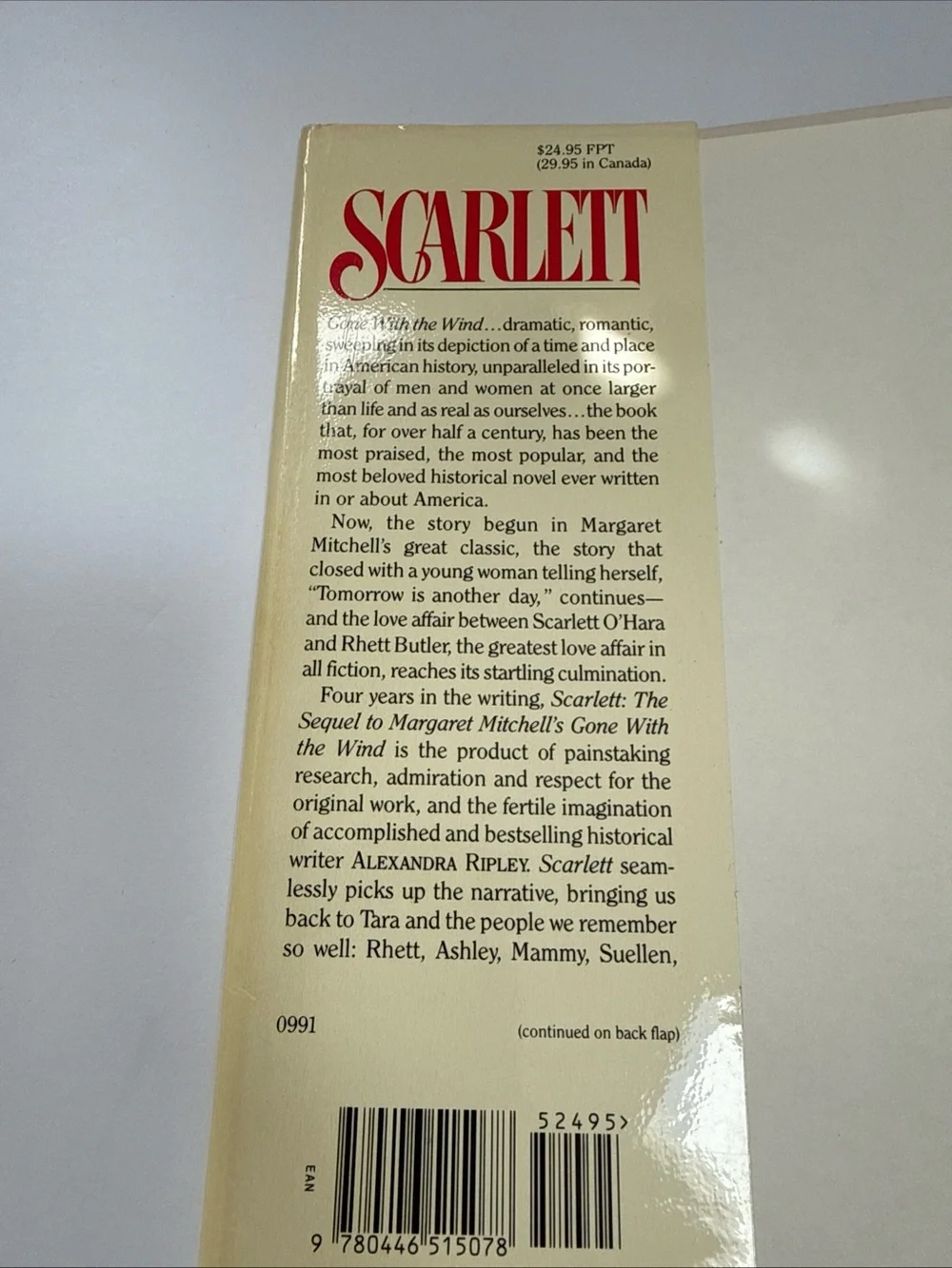 Scarlett: Gone With The Wind Sequel by Alexandra Ripley -
